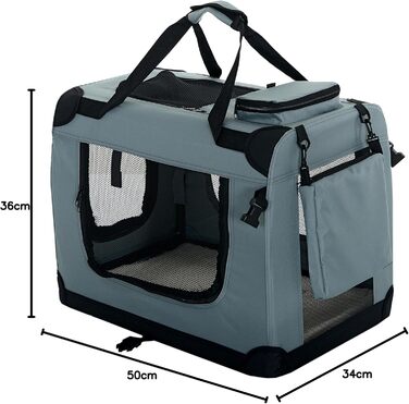 PET VIOLET Транспортна переноска для собак та котів – складана, міцна, сіра, 50x34x36 см