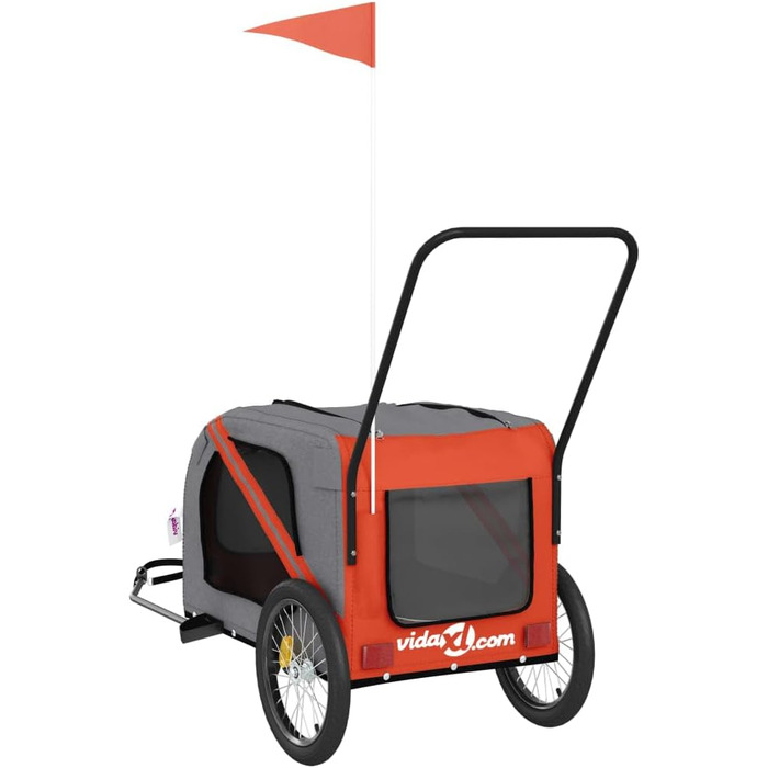 Причіп для велосипеда для собак та котів Оксфорд, оранжевий та сірий