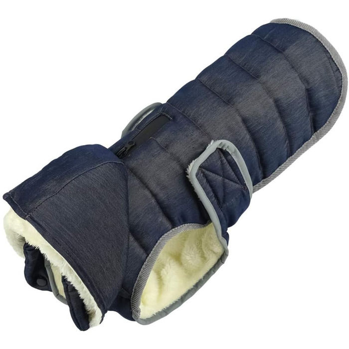 Теплий зимовий одяг для собак - тепла куртка в клітинку для собак, одяг для собак, жилет з капюшоном, знімний для маленьких, середніх та великих собак (2XL: Обхват грудей (68-85 см), Джинсовий блакитний)