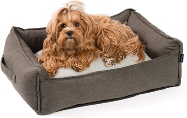 JAMAXX Преміум лежанка для собак з ортопедичним матрацом Memory Visco, знімний чохол, лежанка-кошик для собак S-XL (65x50 см, сірий)