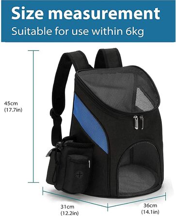 Сумка-переноска для котів та собак Lucang з блискавкою, відкривається зверху, з плечовим ременем, з двома кишенями, легка, розкладається, для перенесення тварин (чорний, червоний, чорний, синій)