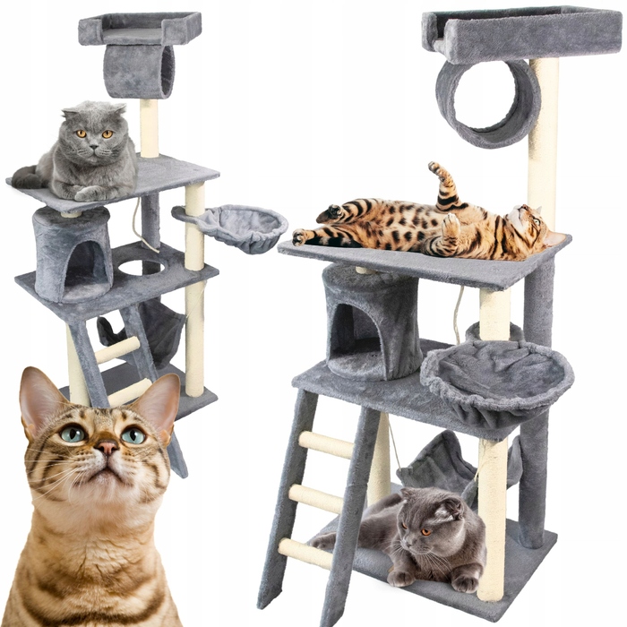 Високий когтеточка-комплекс із лежаком та стовпчиком для кігтів Petstory 101 — 160 см