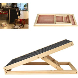 Дерев'яна рампа для тварин, регульована висота, з антиковзким покриттям, для собак, авто, вантажівки (100x40 см, висота 30-60 см)