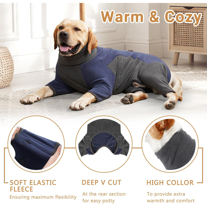Зимовий теплий халат-комбінезон для собак, флісова куртка для маленьких, середніх та великих собак. Халат-комбінезон для тварин з ніжками, регульований, теплий костюм для собак. Кольори: синій/сірий, розміри: XL, X-Large