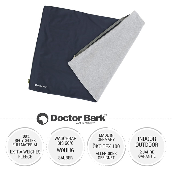 М'яке ліжко для собак великих порід Doctor Bark GreenLabel, XL, зелене/короїдний синій, легко миється