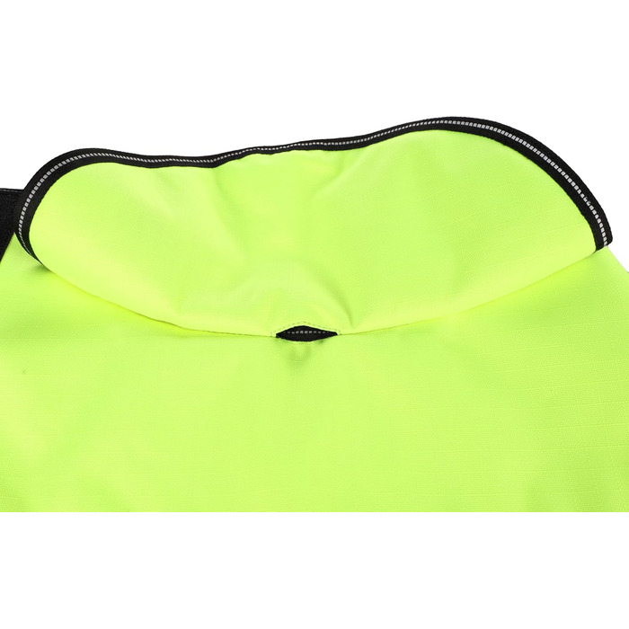 Зимовий теплий накид для собак Flamingo – Eisbär Fluo Gelb, 20 см, жовтий, поліестер, водо- та вітронепроникний, світловідбиваючі смуги, PU-покриття, отвір для шлейки, XXXXS