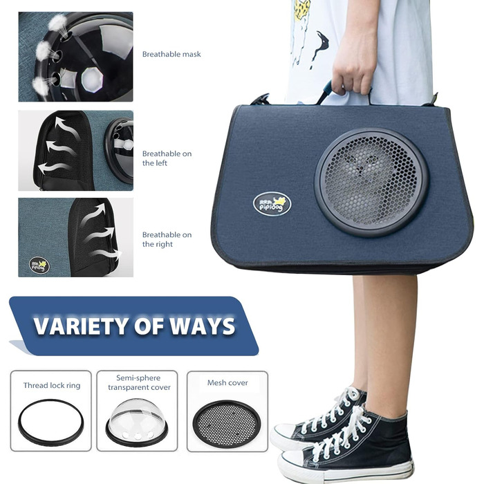 Транспортна сумка для кота/собаки PETCUTE, 41 x 25 x 27 см, складана, з вентиляційними отворами, підходить для середніх котів та маленьких собак, схвалена авіакомпаніями, темно-зелений (темно-синій)