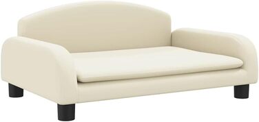 Крісло-ліжко для собак, м'яке ліжко для тварин, диванчик для маленьких собак та котів, штучна шкіра, 70 x 45 x 30 см, кремовий колір