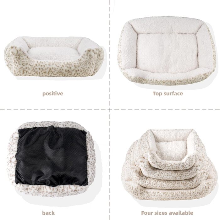 М'яке ліжко для собак Roypet з антиковзким покриттям, для цуценят, собак та котів, прямокутне, з матрацом, колір кремовий, розмір L