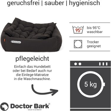Ортопедичне ліжко для собак Doctor Bark - миється до 95°C, гігієнічне, без запаху, з м'якою підстилкою для собак середніх порід (S - 70x60 см, Коричневе)