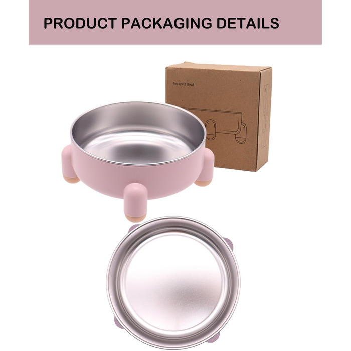 Миски для котів та собак з нержавіючої сталі, антиковзні, підняті, набір 2 шт (білі та рожеві)