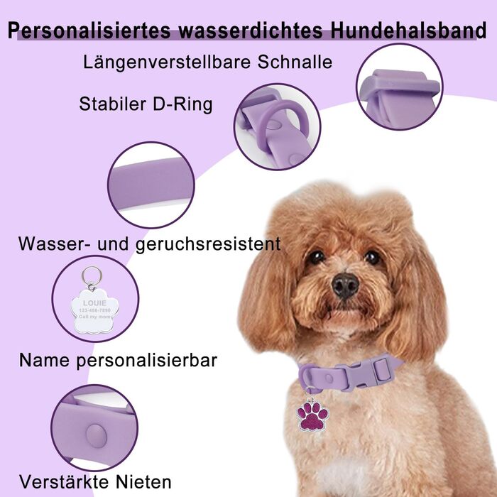 Персоналізоване собаче ошийник з металевою застібкою, двостороннє оксамитове ошийник з іменем та номером телефону, регульовані розміри для собак маленьких, середніх та великих порід