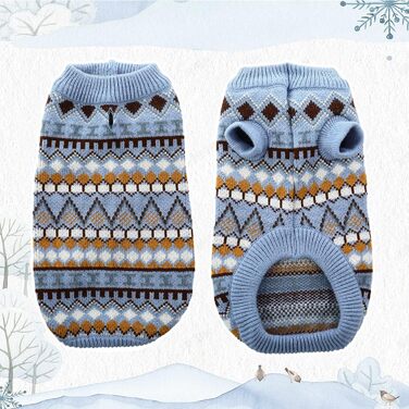 Теплий пуловер для собак середнього розміру Hjumarayan Boho, синій (L). З отвором для шлейки, підходить для Французького бульдога та Лабрадора.