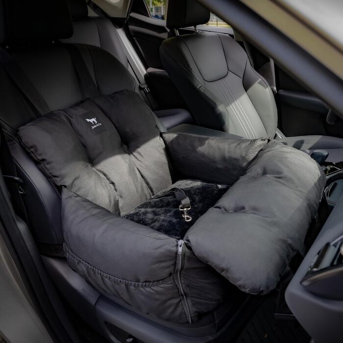 Автокрісло для собак JACKO & CO V2 Premium – підходить для малих та середніх тварин (до 18 кг), з підстілкою та поворотком, чорне