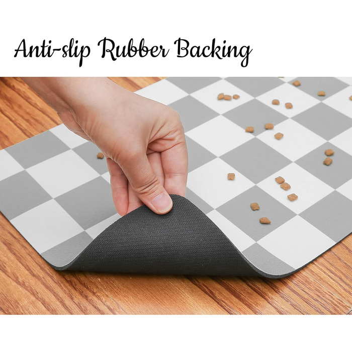 Килимок для годування собак Ralxion Karierte, вбираючий, для мисок, ретро-дизайн, хакі, бежевий, шаховий візерунок, аксесуари для собак, котів, цуценят, 30,5 x 12 x 19 см