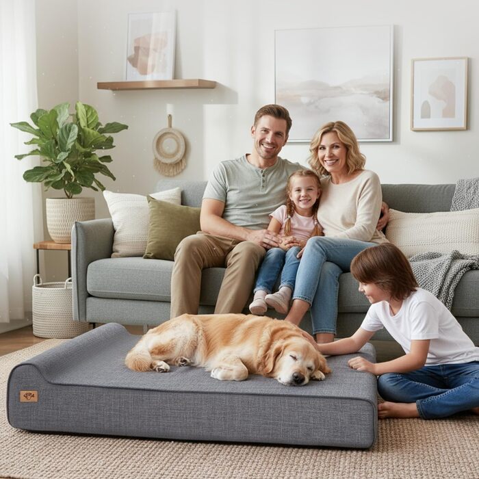 Ліжко для собак Sytopia XXL з Memory Foam, 127x86.4x25.4 см, для великих та літніх собак, ортопедичне, водонепроникне