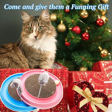 Кігтеточка для котів з м'ячиком та іграшковою мишкою - інтерактивна іграшка для кошенят, тренування та розваги. Ігровий мат для котів, синій.