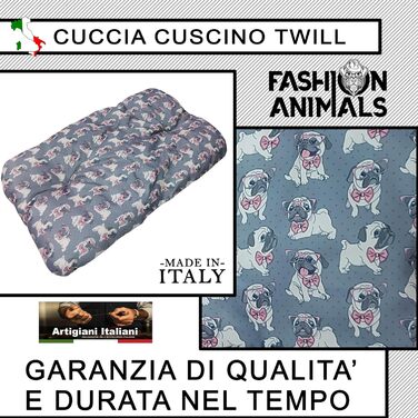 Овальне лежанка для тварин з велюру – м'яке ліжко для собак та котів. Лежанка з принтом Animalier, Made in Italy (для мопсів)