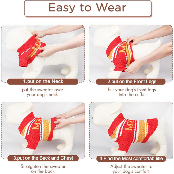 Теплий зимовий пуловер для собак та котів (S), червоно-жовтий, з класичним ролкрагом, м'який, для хлопчиків та дівчаток