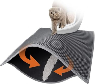 Килимок для котячого туалету 60x90 см, двошаровий, водонепроникний, легке очищення, сірий