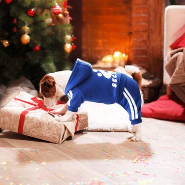 Теплий пуловер для собак на осінь-зиму: м'яка флісова куртка для чихуахуа, тедді та інших маленьких та середніх порід. Бавовняний костюм для собак та котів (L, темно-синій)