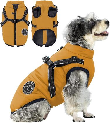 Жакети для собак на зиму: тепла жилетка, зручний наповнювач, бавовна, жовта, розмір M