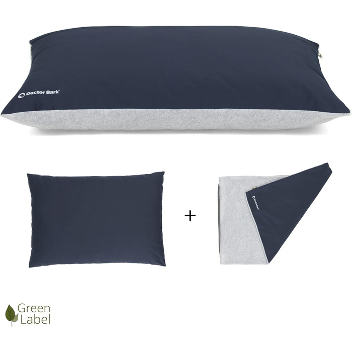 М'яке ліжко для собак великих порід Doctor Bark GreenLabel, зелене, знімний чохол, розмір M, колір: кобальт