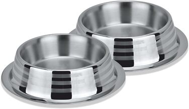 Набори мисок для собак та котів з нержавіючої сталі (2 шт) – миски для води з нековзним дном, 950 мл, діаметр 23 см