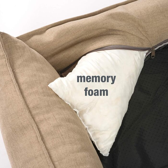 Преміум лежанка для собак JAMAXX з ортопедичним пінополіуретаном Memory Visco, знімний та пральний чохол, з двостороннім подушкою, корзина для собак S-XL (120x90 (L), кавово-бежевий)