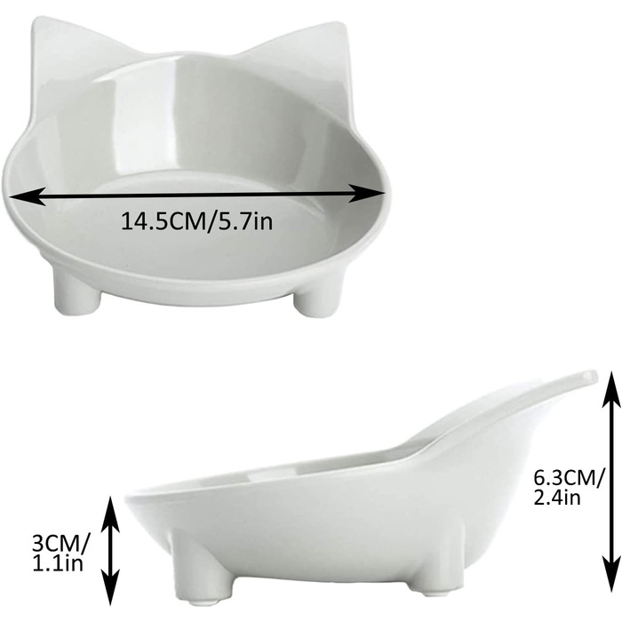 Набір мисок для котів Katzennäpfe (3 шт.) з антиковзним покриттям - сірий, білий, жовтий