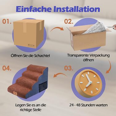 Сходинки для собак та котів: 4-ступенева переносна драбинка з високощільних матеріалів, коричнева