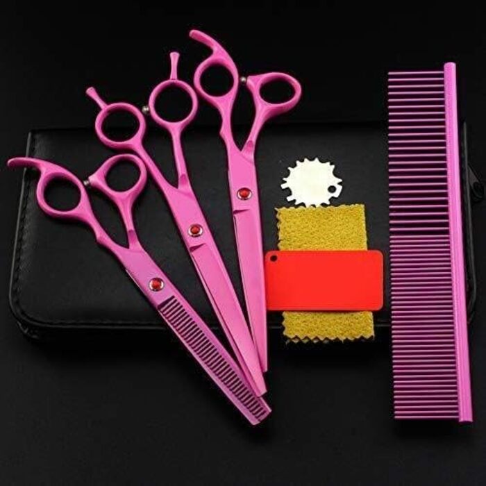 Набір професійних ножиць для грумінгу собак та інших домашніх тварин, набір ножиць для грумінгу, прямі, тонкі, вигнуті ножиці