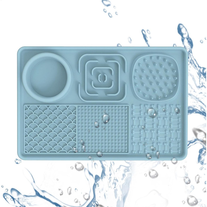 Килимок для собак та котів з силікону з присосками, антипригарний, для ласощів та розваг (Блакитний)