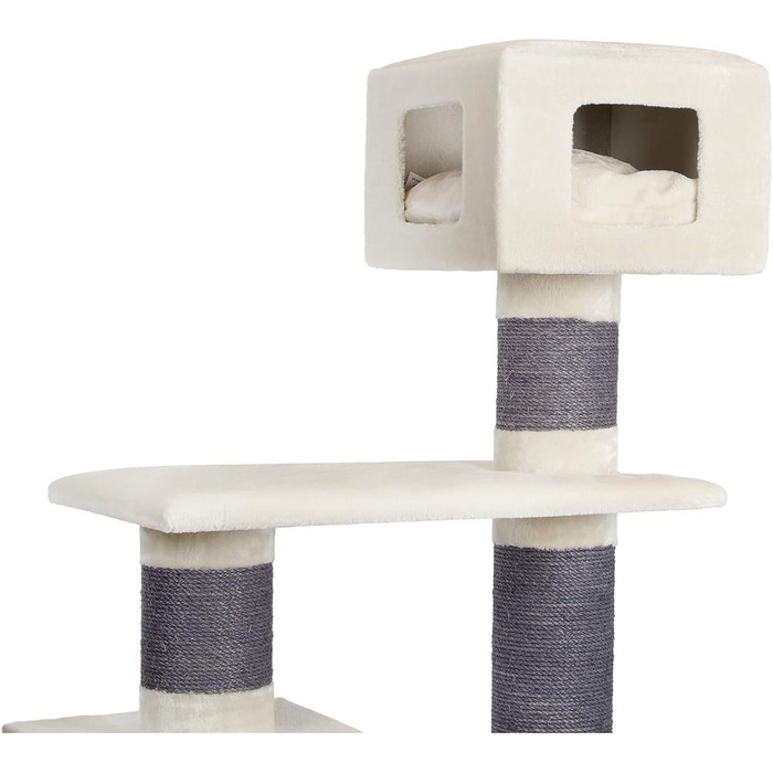 Котячий будиночок Kratzbaum Maine Coon 209 XXL - міцна кігтеточка для котів з товстими сизаловими стовпами (20 см), великий та стійкий, котячий будиночок, комплекс для лазіння, меблі для котів (бежевий)