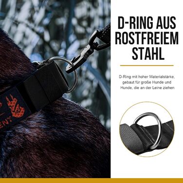 Нашийник для собак OneTigris 5 см з ручкою та патчем, чорний, розмір L