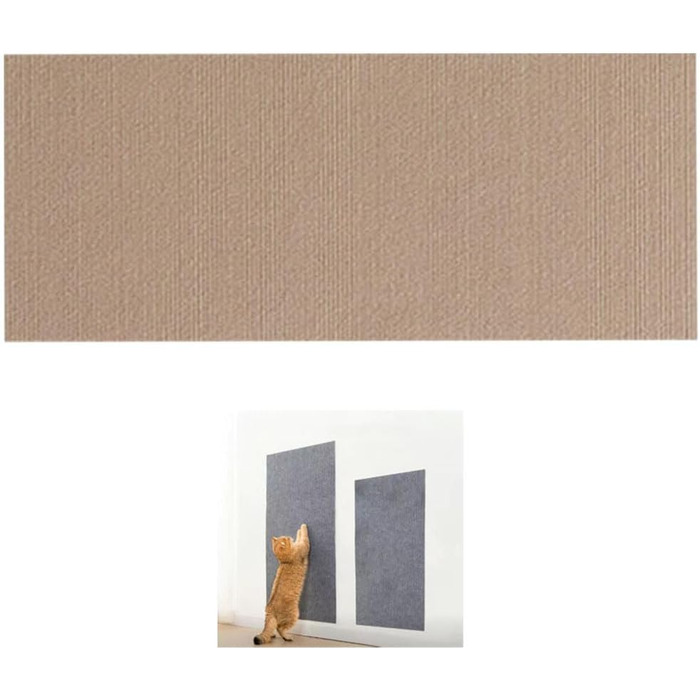 Килимок для котів з клейкою основою, котячий дряпак для стін, захист меблів від кігтів (хакі)