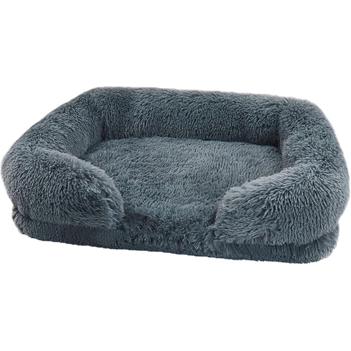 М'яке собаче ліжко, миється, для великих, середніх та маленьких собак, з неслизьким дном, знімний чохол, розмір M (50 x 40 x 14 см), (S(40x30x12cm), темно-сірий)