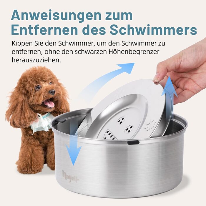 Нержавійна миска для води для собак Nayelf, 1л, анти-салю, не слизька, не протікає, для маленьких та середніх собак