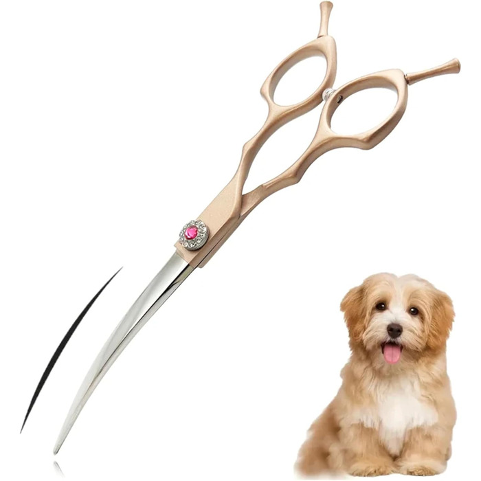 Криворізні ножиці для собак 7.0' - професійні ножиці для грумінгу з японської нержавіючої сталі. Ідеально підходять для собак та котів. Рожеве золото.