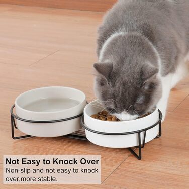 PETTOM Миска для котів піднята, миска для корму для котів, станція для корму, керамічна миска для їжі та води для котів та маленьких собак (Білий + Сірий) Білий+Сірий