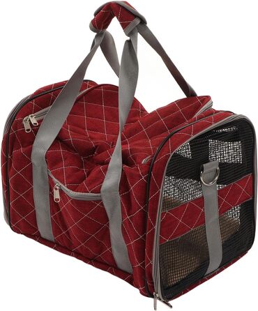 Транспортна переноска для собак та котів, складана, дихаюча, м'яка переноска з плечовим ремінцем (Бургунді)