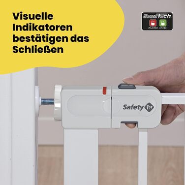 Захисні ворота для дітей Safety 1st Auto Close – автоматичне закривання, без свердління, 73–80 см (розширюється до 136 см), двостороння фіксація, білий метал