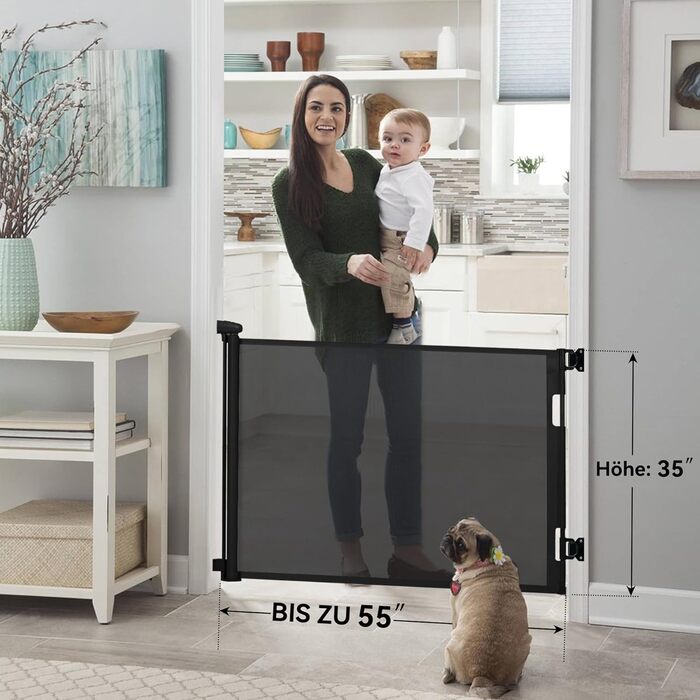 Захист для сходів Hawthyhome: розтяжний захист для дітей та домашніх тварин, 0-140 см, чорний