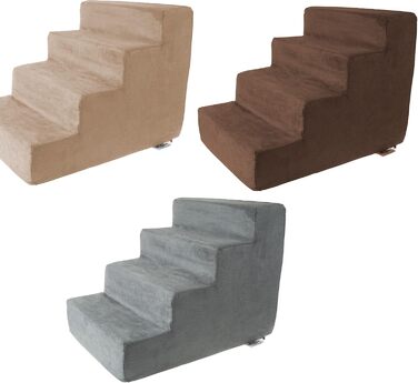 Сходинки для собак Petmaker: 4 сходинки для маленьких собак, для ліжка та дивану, з антиковзною основою, щільним пінополіуретаном та знімним, пральним чохлом, для котів та коричневого кольору