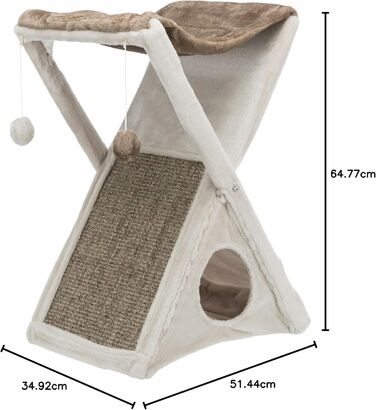 TRIXIE Міґель складана вежа для котів, 51x35x65 см, сіра/світло-сіра, для відпочинку та ігор