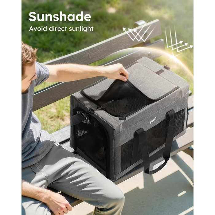 Переносна переносна сумка для котів Pecute Katzentasche, XL, 47x33x30 см, сіра