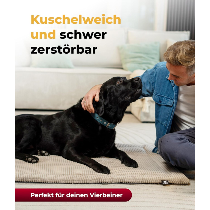 Килимок для собак HS-Hundebett® Cord з наповнювачем XS – Практичний килимок-трансформер – М'яка лежанка для собак – Комфортний відпочинок – Зелений, Made in DE, 75x115 см