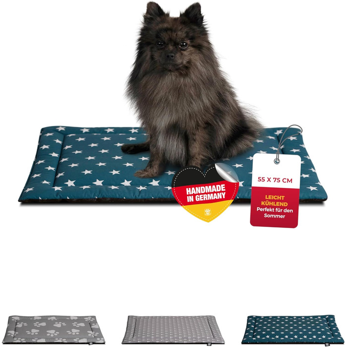 Літня собача ковдра Sterne Petrol з бавовни (55x75 см) – м'яка, з антиковзким шаром, для собак, легко миється, довговічна, Made in Germany