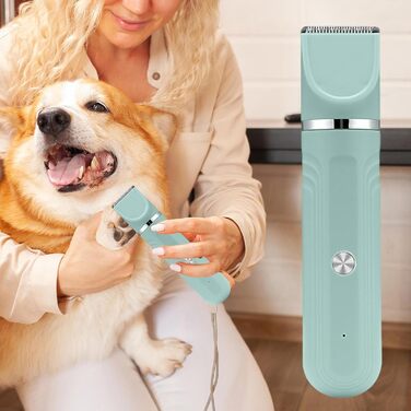 Набір для догляду за шерстю собак 4-в-1: професійні ножиці та акумуляторний триммер | для собак, котів, цуценят | зелений