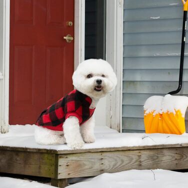 Тепла флісова жилетка для собак Plaid Hundeweste - червона, з кишенею, для зимових днів